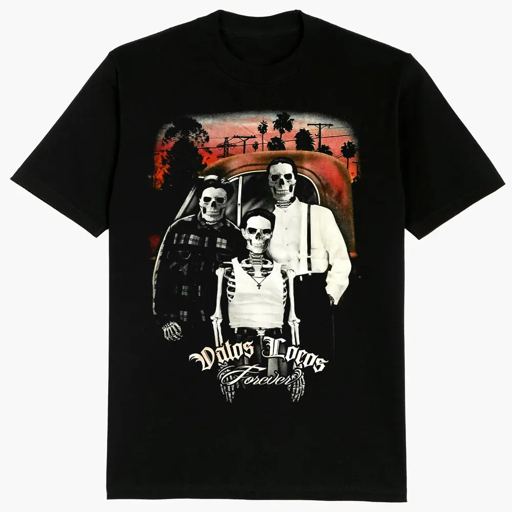 Vatos Locos Forever Dia De Los Muertos Skeleton Gangster Streetwear, Chicano Lowrider Gift Idea Clothing