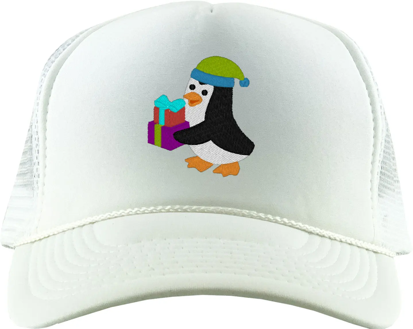 Cute Penguin With Gift Present Box Foam Trucker Hat