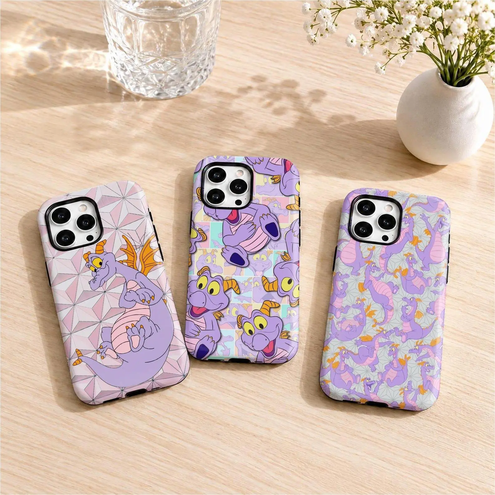 Figment Phone Case Retro Epcot Purple Dragon Tough Cover for iPhone 17 16 15Pro Max & Samsung Galaxy Spaceship Earth Disney Vacation Gift