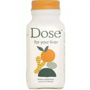 2x DOSE Liver Cleanse Detox & Repair Supplement Shots - Organic Milk Thistle with Turmeric, Dandelion, Ginger, Orange - Promotes Optimal Liver Function, Immunity, Digestion - 2oz Bottle, 3 Weeks Supply