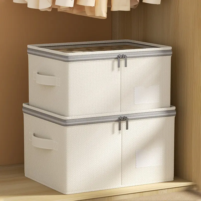 2-Pack Visible Fabric Storage Boxes, Large Foldable Organizer, Closet & Home Storage Solutions, Ideal for Clothes, Blankets, Pillows