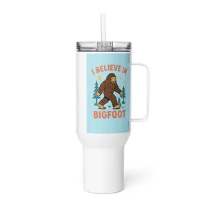 I BELIEVE IN BIGFOOT 40 oz Travel Mug | Sasquatch Tumbler with Handle & Straw | Sticks 'N Stones™ Cryptid Gear