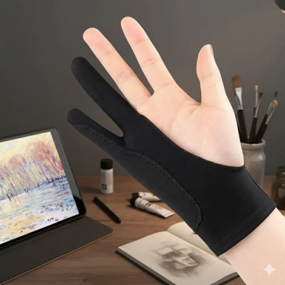 Breathable Sweatproof Art Gloves for Drawing Tablet Touchscreen, Anti-Fingerprint Anti-Smudge Protective Sleeve, Reusable Washable Digital Painting Hand Cover for Artists