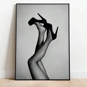 1pc Woman With High Heels Wall Art Picture Stylish Luxury Fashion Prints Canvas Paintings Girly Poster Black And White Decor For Bedroom, Living Room Or Collage,Dorm Room Decor Gift For Her Unframed