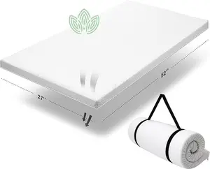 Organic Cotton Crib Topper | Ventilated 2-Inch Memory Foam CertiPUR-US Mattress Topper Pad, Waterproof & Washable Cover for Baby Crib & Toddler Bed Soft Padding, Nonslip Bottom, Travel Strap, 52x27x2