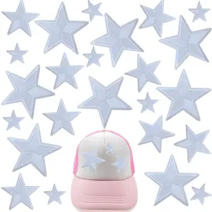 24-Piece Star Embroidered Iron-On Patches, Dual-Use Sew-On/Iron-On Applique for Clothes, Jeans, DIY Accessories