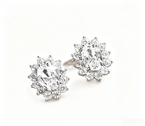 SKU EH-004—Double oval sunburst halo earrings that sparkle like crazy
