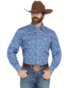Men's Cowboy Hardware Men'S Scatter Paisley Print Long Sleeve Pearl Snap - 125631-400-M