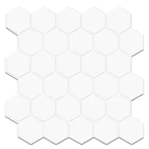 5 Piece 3D Self-Adhesive Vinyl Hexagon Wall Tiles, Waterproof Easy Installation Kitchen Backsplash Decorative Stickers, Indoor Decoration