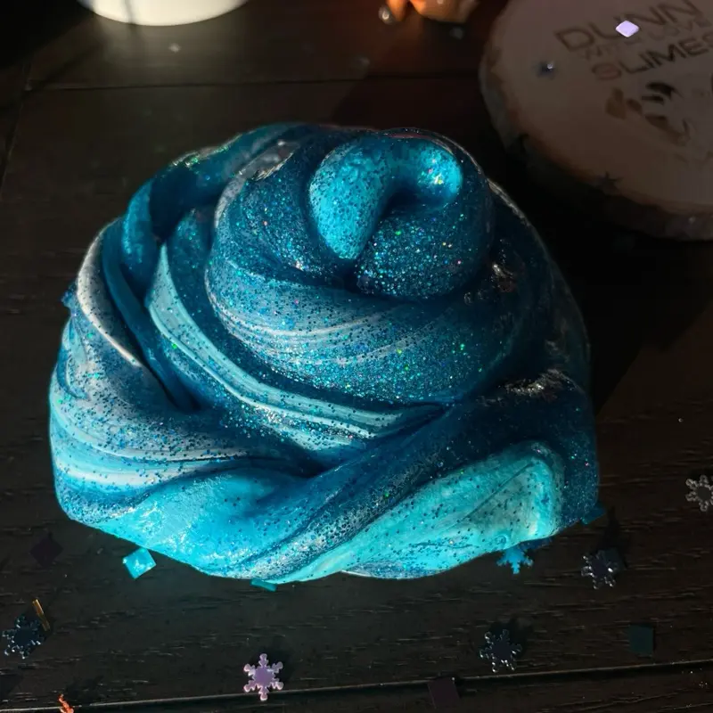 Dunn Slimes Snowflake Sunday DIY Butter Slime Kit - Holographic Blue Clear Base with Clay Ice Cream Topper & Sparkles - Unscented & Perfectly Balanced for Creative Fun