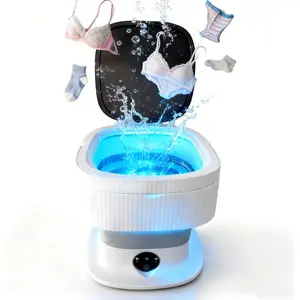 15L Portable Mini Washing Machine Folding with Spin Basket 3 Modes Deep Clean for Underwear Baby Clothes Dorms RV Travel