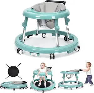 【mothersdaygift】Baby Walker Foldable with 9 Adjustable Heights, 6-12 Months  Baby Walkers, with Wheels Portable Anti-Rollover, Rolling portable design,Valentine's Day gifts