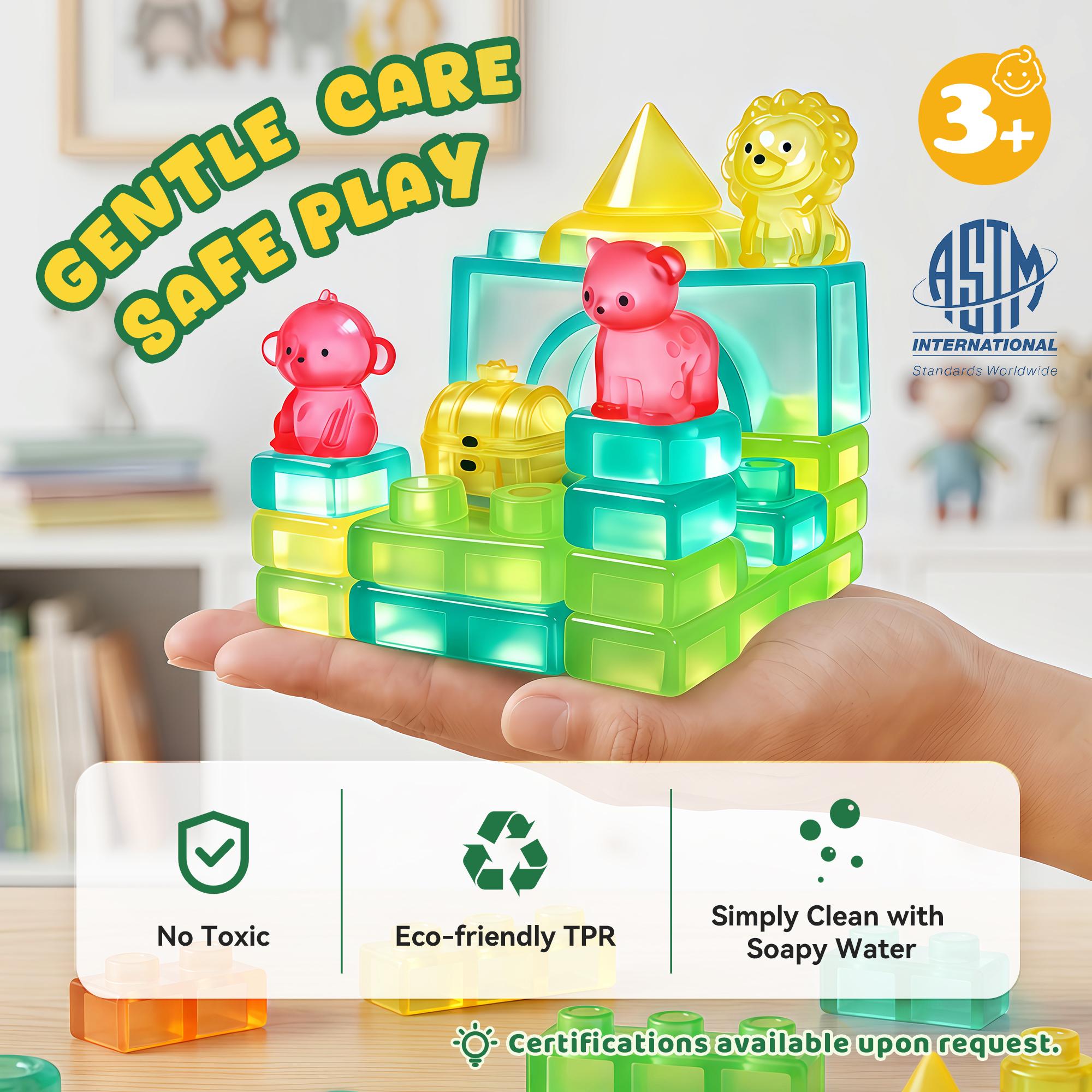 Child-safe flexible sensory block construction