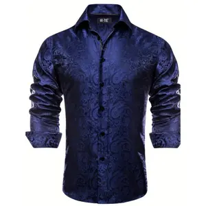 Men'S Paisley Pattern Shirt Slim Fit Long Sleeve No Wrinkle Button- Shirt Formal Tuxedo Dress Formal Shirt Business Casual Party Shirt Menswear Top Polyester Fabric