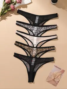 Women's Leopard Print Thongs, Sexy Semi-Transparent Lingerie Underwear, Soft Elastic, Non-Sheer, Comfortable Breathable Fabric, All Seasons, Fit