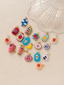 1PC Fashionable Minimalist Commuter Versatile Pendant, Enamel Painted, Flowers, Apples, Cherries, Cherry Tomatoes, Horn Bag, Cup, Lifestyle & Gourmet Series Pendant, DIY Fashion Accessory for Keychains, Bags, and Jewelry