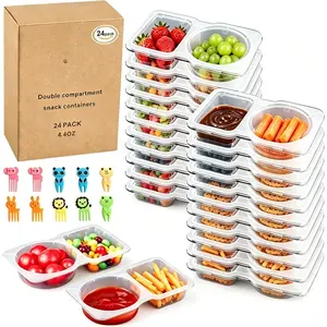 24 count  Snack Containers with  Portion control, Camping Essentials,Meal Prep Containers for  adults  the Go Meals, 10 Forks, Snack Pack Containers for Travel