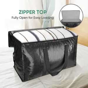 6 Pack Extra Large Heavy Duty Moving Bags with Zippers and Reinforced Carrying Handles,Reusable Foldable Storage Totes for Clothes, Bedding, Blankets, Laundry and Shoes, Water-Resistant Packing Bags for College Dorm Move In, Travel and Closet Organization