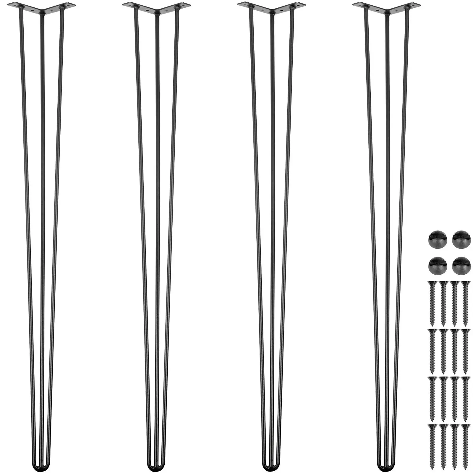 【SummerFinds】VEVOR Hairpin Table Legs 40\" Black Set of 4 Desk Legs 880lbs Load Capacity (Each 220lbs) Hairpin Desk Legs 3 Rods for Bench Desk Dining End Table Chairs Carbon Steel DIY Heavy Duty Furniture Legs