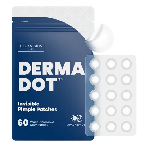 Clean Skin Club Derma Dot Invisible Pimple Patches 60 Vegan Hydrocolloid for Zits Blackhead Blemish Absorbing Face Sticker Skincare Treatment Non Toxic Ingredients Acne Blend Gentle Peel