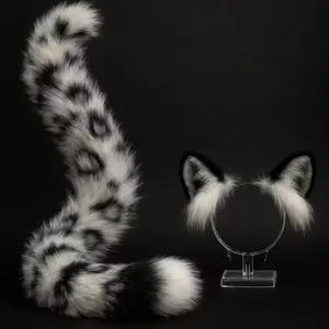 Realistic Snow Leopard Ears & Tail Set | Anime Kemonomimi, Furry, Petplay Roleplay Costume