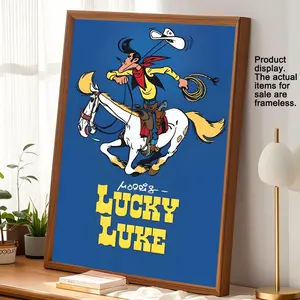 Lucky Luke Cartoon Painting Calligraphy, HD Waterproof Canvas Wall Art Poster, Premium Decor for Home, Hotel, Apartment, Perfect Gift