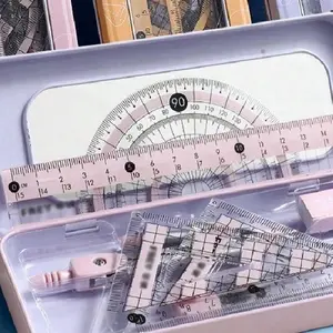 Ruler and Compass Set with Measuring Tool, Office, Teaching, Student Gift, Triangle Ruler Kit, Drawing Tools, Measurement Instruments