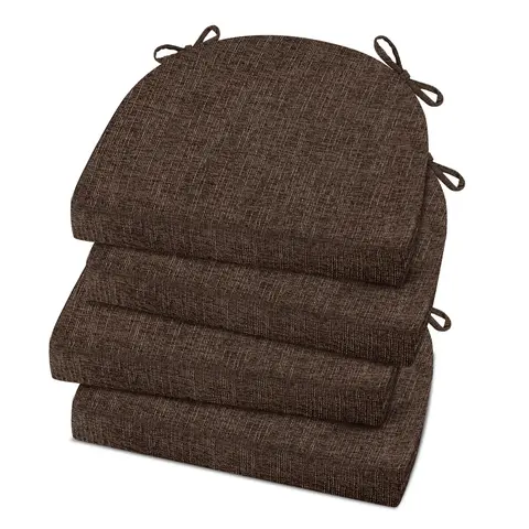 【Back to School】Downluxe Soft Memory Foam Chair Cushions for Dining Chairs, 16"x16"x2" U-Shaped with Ties & Non-Slip Backing, Microfiber Polyester