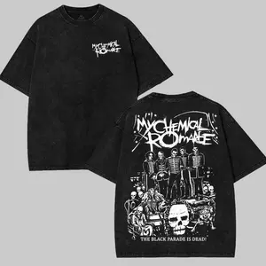 My Chemical Romance Mcr Dead Men's T-Shirt Black Parade Punk Emo Rock Fashion Top Female Oversized T Shirt Clothing Fabric INC