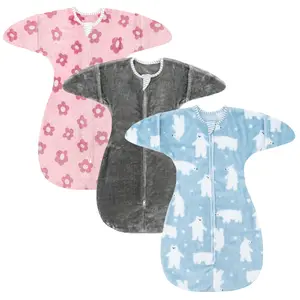 Fleece Baby Transition Sleep Bag, 3-12 Months Infant Swaddle Sleeping Sack All Seasons Use
