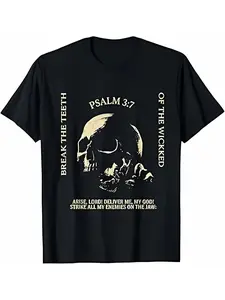 Psalm 3 7 Vintage Skull Christian Religious Bible Verse T T Shirt 254Breathable, Sweat-wicking, and Soft, Suitable for Daily Commutes, Lounging at Home, and Casual Wear.2026 New Year's Party Street Style Outfits - T-shirts
