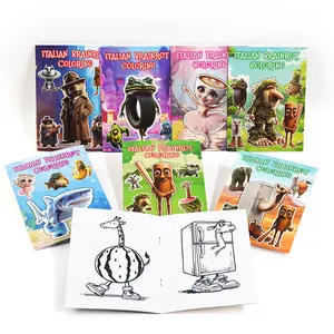 8 PCS Set, Italian Brainrot Coloring Book, Doodle Books, Stress Relief Design, Ideal Gift for Kids Teens and Adults, Fun and Creative