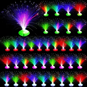 36 Pcs Fiber Optic Lamp Multicolored Centerpiece Optic Lights Battery Powered with Cone Base Illuminated Crystals for Room Wedding Holiday Tables Disco Party