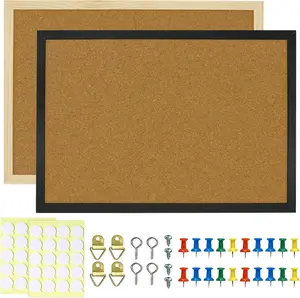 2 count Cork Board, 17.7''x13.3'' Bulletin Board, Black Framed Corkboards for Wall, Small Cork Board, Vision Board Supplies, Prayer Board, Picture Board for Photos, Office,  Decor, School