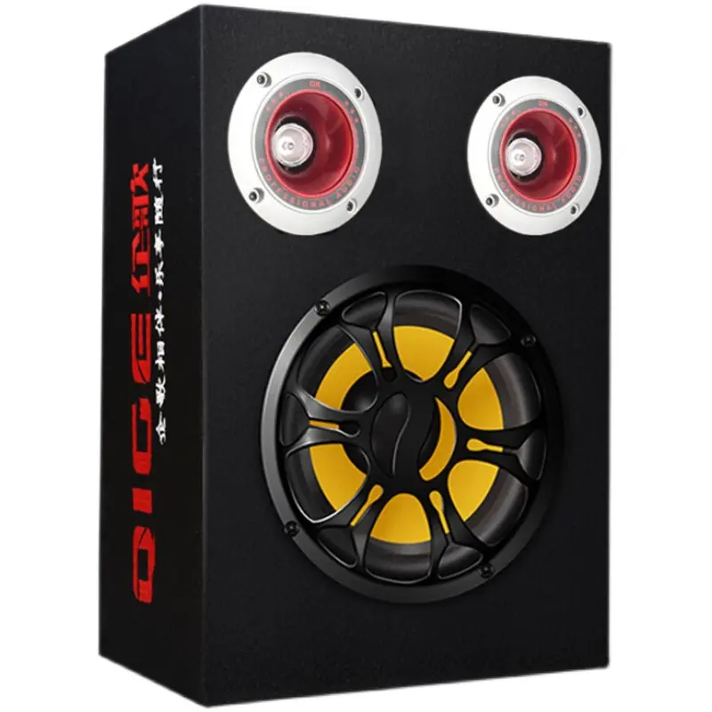 12V/24V Square Car Bluetooth Amplifier Speaker - Built-in Amplifier Mini Subwoofer Enclosure Speaker with Heavy Bass, TF Card & U Disk Support for Vehicles, PCs, Bluetooth Amplifier Speakers, Built-In Amplifier Speakers