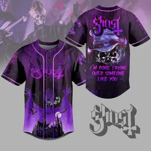 Ghost Band Baseball Jersey Comfortable Fit for Concerts, Ghost Music Fan Jersey Stylish 3D Baseball Shirt