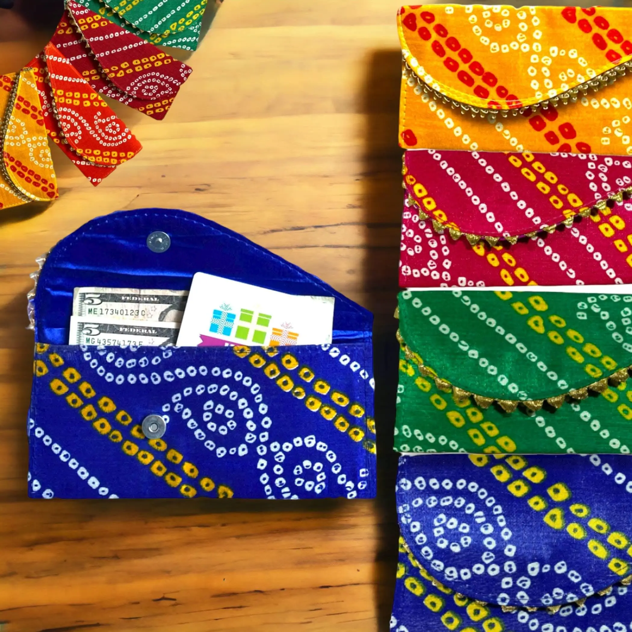 Elegant Bandhani Shagun Envelopes | Silk & Paper Gifting for Weddings, Eid, Christmas | Magnetic Closure, Vibrant Colors | Timeless Keepsake