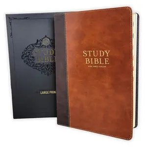 KJV Study Bible with Large Print and Thumb Index, Brown faux leather
