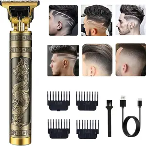 Professional Lqt Dragon Pattern Electric Hair Trimmer, Stainless Steel Blades for Shaving & Grooming, Full Metal Body, High-Quality Craftsmanship