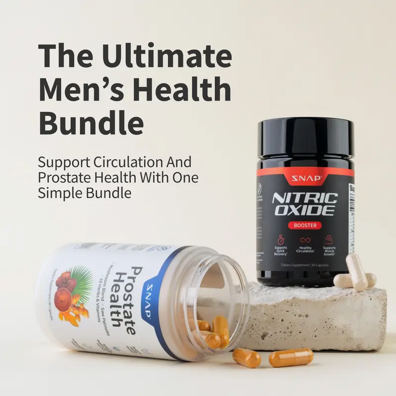 Ultimate Men's Health Bundle - Snap Supplements - Nitric Oxide Booster 60ct + Prostate Health Bundle - Natural Supplement Capsules - Support Blood Circulation & Prostate Health 1