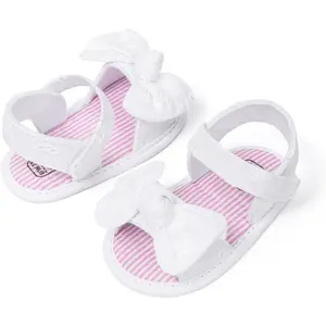 Infant Baby Girls Boys Sandals Summer Bowknot Crib Shoes Toddler Pu Leather Flower Soft Rubber Sole Dress Flats First Walker Shoes