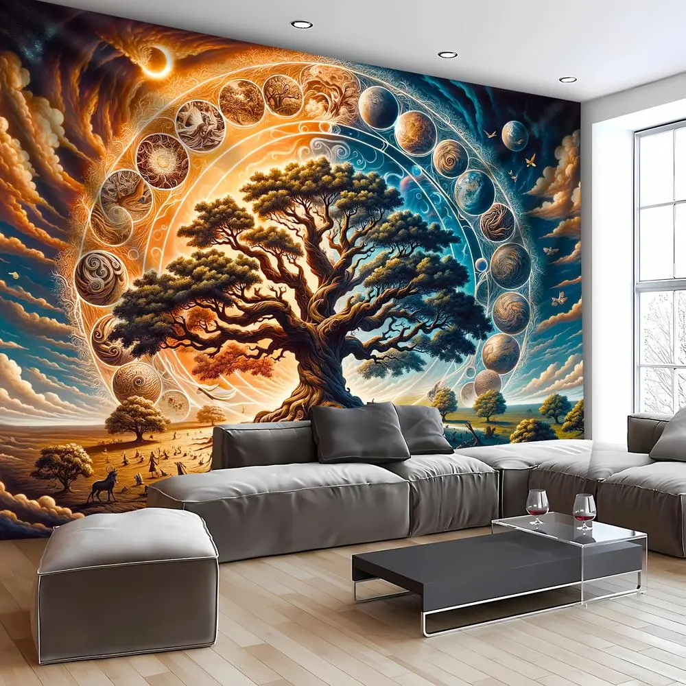 1 PC 2D Flat Cosmic Printed Polyester Wall Tapestry - Ready-Hanging Home Textile, Home Decor Supplies for Indoor Wall Decor, Birthday Backdrop & Banner