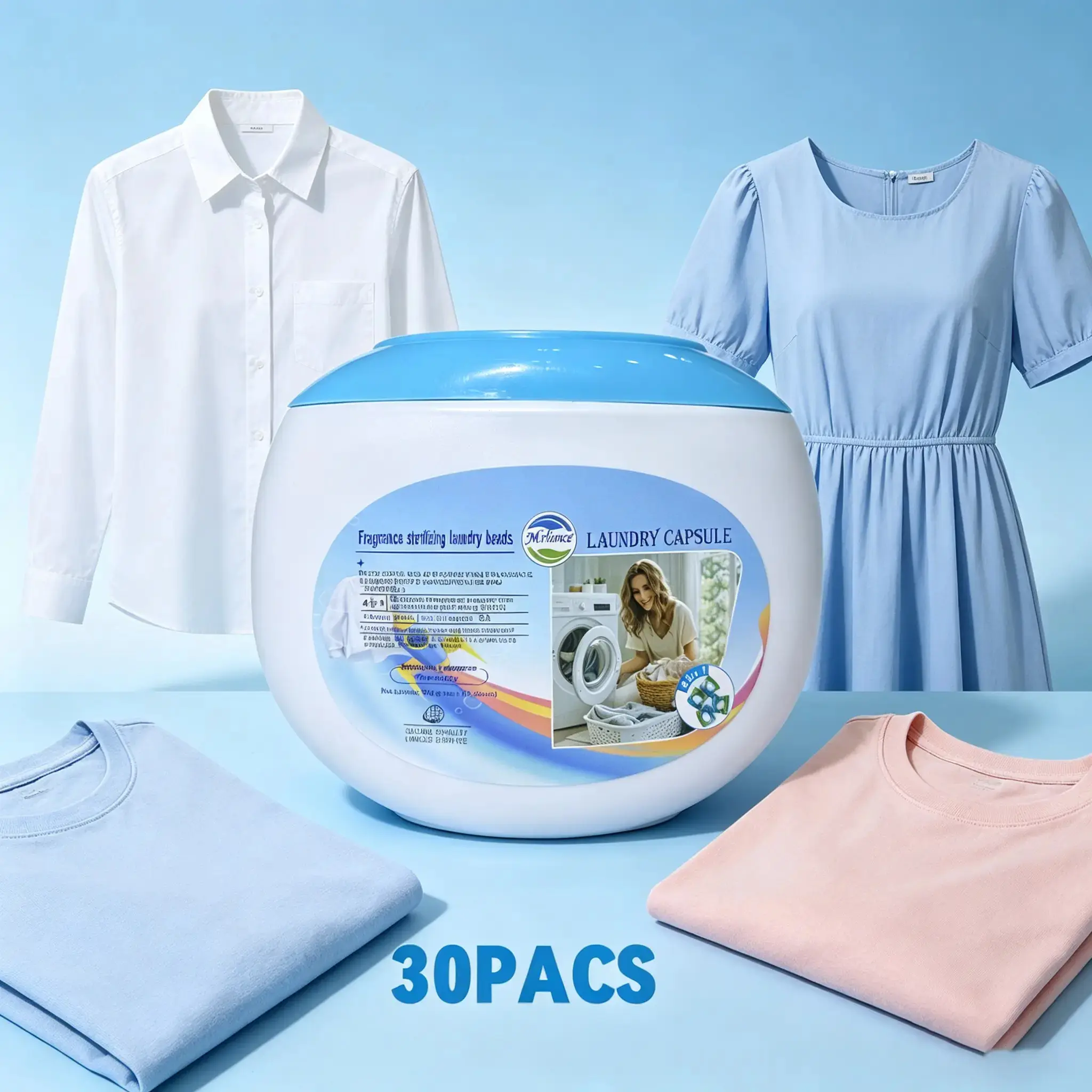 4-in-1 Power Formula Laundry Pods with Fabric Softener for HE & Standard Washers Deep-Cleaning Action Removes Stains & Odor Mess-Free Use 30 Packs