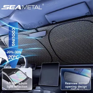 SEAMETAL Foldable Anti-UV Windshield Sunshade for Sedan SUVs, 99% UV Protection, Reflective Cooling, Multipurpose Car Front Window Heat Protector, Automotive Exterior Accessory