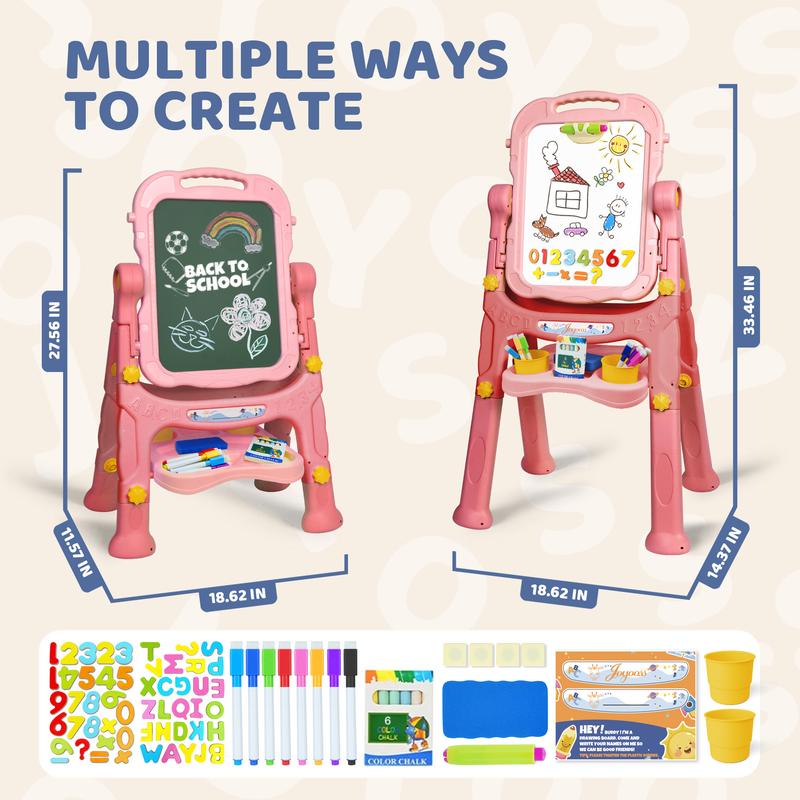 Joyooss Kids Easel, Adjustable Standing Art Easel for Toddler, Double Magnetic Drawing Board with Painting Accessories, Birthday Christmas Gift for Little Boys and Girls, Middle Size Purple Crafts Colorful Play Fun