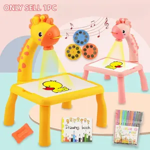 Kids Drawing Projection Toy, Cute Deer Design with Sound and Light, Battery Operated Projector Drawing Board for Ages 3+, Includes Art Tools, Perfect Birthday or Holiday Gift