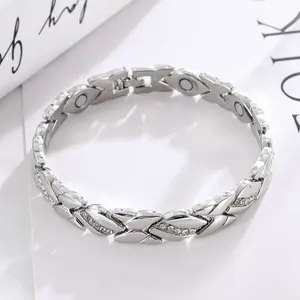 Women's leaf bracelet, pure copper magnetic bracelet with diamonds, 3500 gauss effective magnet, outdoor fun