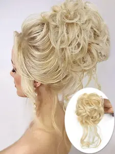 10 INCH Messy Bun Synthetic Extension Hair Piece Tousled Updo Hair Buns Extension Elastic Hair Band Hair Pieces Synthetic Curly Hair Bun Scrunchie For Women Girls Soft Synthetic Hair