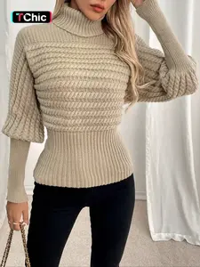 WOMEN'S TURTLENECK KNITTED PULLOVER Knitwear - SOFT, SKIN-FRIENDLY, STRETCHY, ELEGANT & STYLISH FOR AUTUMN/WINTER DAILY & DATES