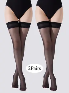 Crystal Clear Invisible Knee-High Socks 2 Pairs Pack, Comfortable and Stylish Footwear, Perfect for Daily Wear and Special Occasions